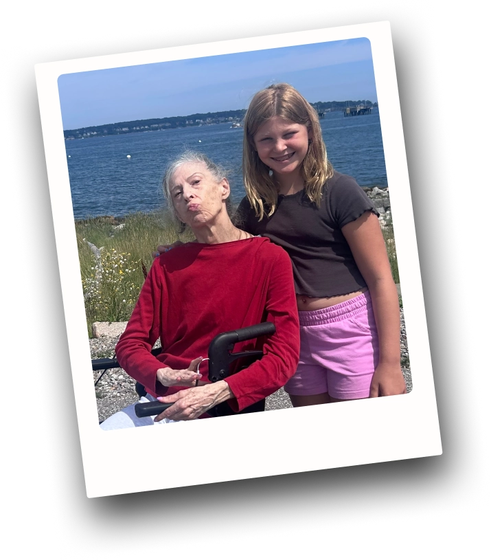 Melissa’s mother at the beach with her granddaughter