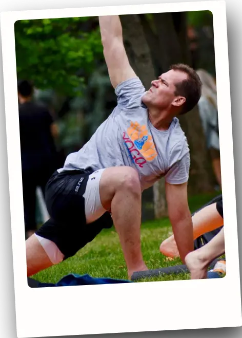 Don in a yoga pose.